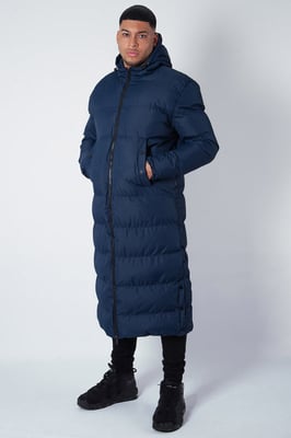 Soulstar Mens Longline Padded Puffer Jacket Hooded