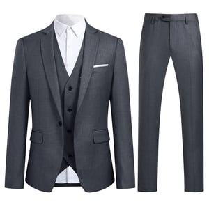 3-delad Slim Fit One Button Fashion DimGrey Kostym