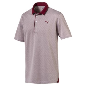 Puma Diamond Jaquard Burgundy Performance Fit Mens Golf Polo Shirt 576125 03