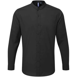 Premier Adults Unisex Long Sleeve Grandad Shirt (Black)