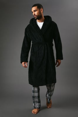 Men's Chunky Sherpa Hooded Robe