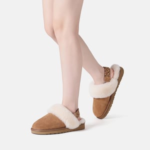 EVER AU Women Pelican Removable Strap Slingback Slippers - Chestnut