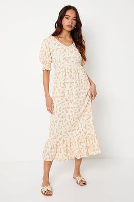 Petite Ivory Ditsy Tiered Midi Dress