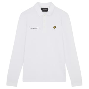 Lyle & Scott White Co-ordinate Print Logo Långärmad polotröja