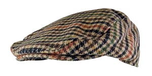 Mens Vintage Houndstooth Plaid Wool Blend Newsboy Flat Ivy Cap Hat - GL228A Beige