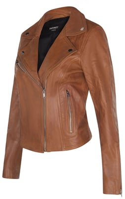 Dames klassiek leren Brando bikerjack-Loughton
