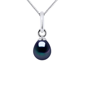 DIADEMA - Pendant - White Gold and Real Freshwater Pearls - Black Tahitian Style
