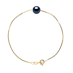 Armband Gekweekte Pearl Zoetwater 8-9mm Black Chain Venetiaanse Yellow Gold