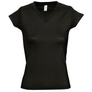 SOLs Womens/Ladies Moon V Neck Short Sleeve T-Shirt (Deep Black)