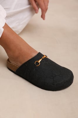 Wheres That From Womens 'Dublin' Open Back Slip On Loafer With Gold Detail