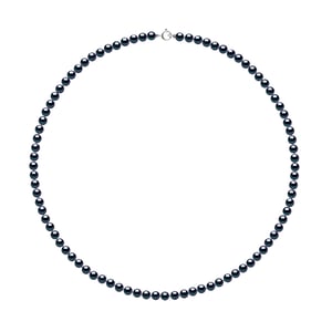 Rank ketting kralen zoetwater 4-5mm Ronde Zwart Wit Goud 18 Karaat
