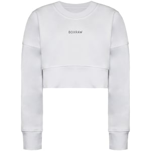 BoxRaw Johnson Womens White Cropped Sweatshirt