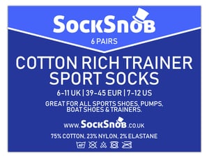 SOCK SNOB - 6 Pack Mens Cotton Low Cut Quarter Gym / Trainer Socks