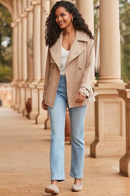 Stone Trench Coat With Pockets