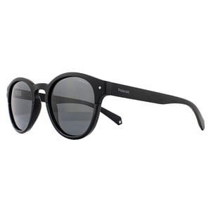 Polaroid Round Mens Black Grey Polarized Sunglasses