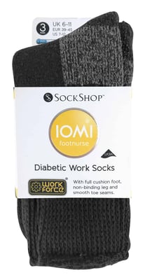 3 Pairs Mens Loose Top Comfort Cushioned Cotton Diabetic Work Socks