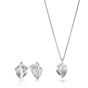 Orphelia 'Anet' Women's 925 Sterling Silver Set: Chain-Pendant + Earrings - Silver SET-7520