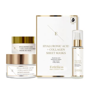 Hyaluronic Acid & Collagen Day Cream 50ml + Hyaluronic Acid & Collagen Serum - 60ml + Hyaluronic Acid & Collagen Mask - 3 sheets+Hyaluronic Acid + Collagen Pro Age Eye Cream 30ml