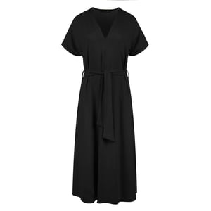 Zwarte jersey midi-jurk met riem