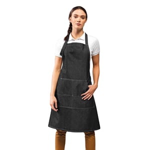 Premier Jeans Stitch Bib Apron (Pack of 2) (Black Denim)
