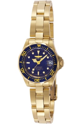 Invicta Pro Diver 8944 Dames Horloge - Quartz Uurwerk - Roestvrij Staal met blauwe Wijzerplaat - 24mm