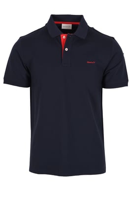 Gant Contrast Collar SS Polo Shirt Evening Blue