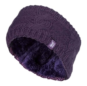 Ladies Cable Knitted Fleece Lined Thermal Winter Ear Warmer Headband