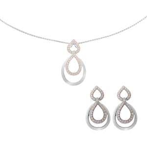 Orphelia 'Amber' Women's 925 Sterling Silver Set: Chain-Pendant + Earrings - Silver SET-7092