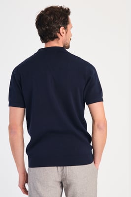 Dark Navy Cotton Knitted Check Shirt