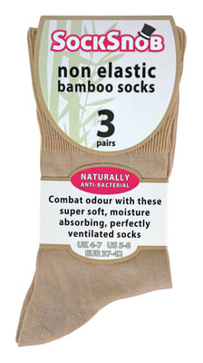 3 Pairs Ladies Anti Odour Loose Wide Top Non Elastic Bamboo Socks