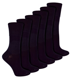 IOMI - 6 Pack Ladies Diabetic Bamboo Socks | Extra Wide Seamless Loose Non Elastic Socks for Women - Black