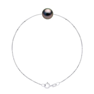 Armband Love Links Link Venetiaans van Zilver 925 versierd met een Echte Gecultiveerde Tahiti Parel Rond 9-10 mm