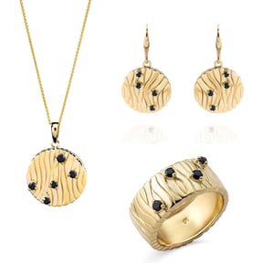 Orphelia 'Babette' Women's 925 Sterling Silver Set: Necklace + Earrings + Ring - Gold SET-7504/G