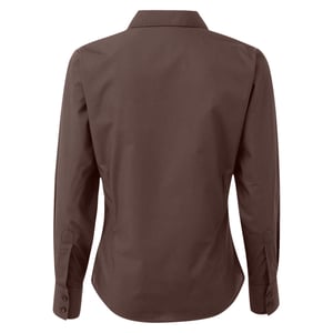 Premier Dames/dames Poplin Blouse met lange mouwen / Gewoon werk overhemd (Bruin)