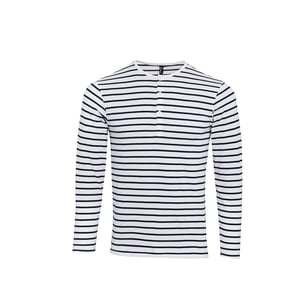 Premier Heren Long John Stripe Roll Sleeve T-shirt (Wit/Zwaar)