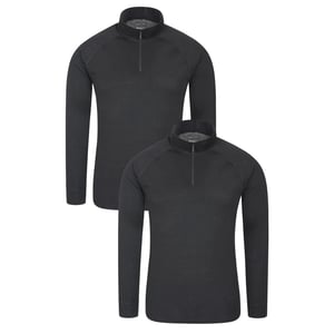 Mountain Warehouse Heren Talus Base Layer Top (Set van 2) (Zwart)