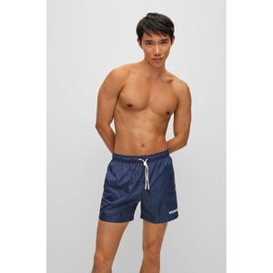 HUGO HAITI Mens Quick-Drying Swim Shorts In Recycled Fabric With Logo