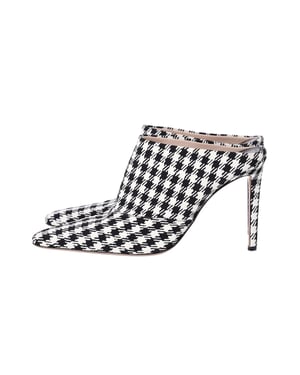 Altuzarra Checkered Davidson Houndstooth Mules in White Canvas