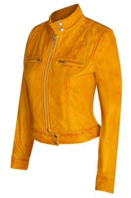 Dames effen leren motorbikerjack-Braga