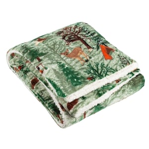 furn. Lodge Wood Sherpa Fleece Throw