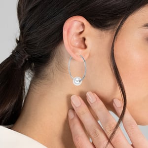 Hoop earring sterling silver freshwater cultured pearl white Valero Pearls