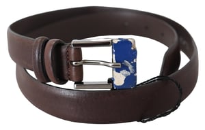 Costume National Women's Brown Genuine Leather Silver Buckle Belt