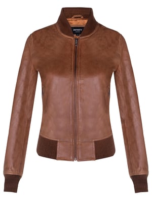 Womens Classic MA-1 Leather Bomber Jacket-Newcastle