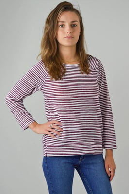 Wavy Striped Boat Neck Top