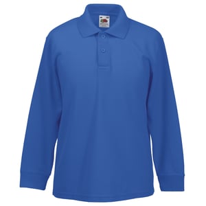 Fruit Of The Loom Kinder Polo Lange Mouwen 65/35 Piqué / Kinderpolo (Royaal Blauw)