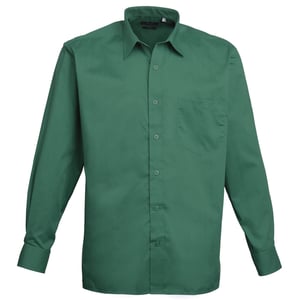 Premier Heren Premier Poplin Formeel Overhemd Met Lange Mouwen (Smaragd)
