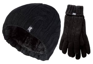 Heat Holders - Damesmuts en handschoenenset voor de winter - Zwart