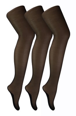 Sock Snob - Womens Vintage Seamed Tights | 3 Pair Multipack | 40 Denier Knee High Ultra Sheen Tights with Line Up the Back - Black / Black