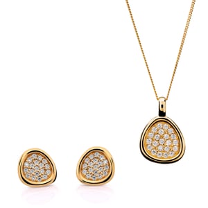 Orphelia 'Layla' Women's 925 Sterling Silver Set: Chain-Pendant + Earrings - Gold SET-7489/G