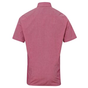 Premier Heren micro gingham geruit katoenen overhemd met korte mouwen